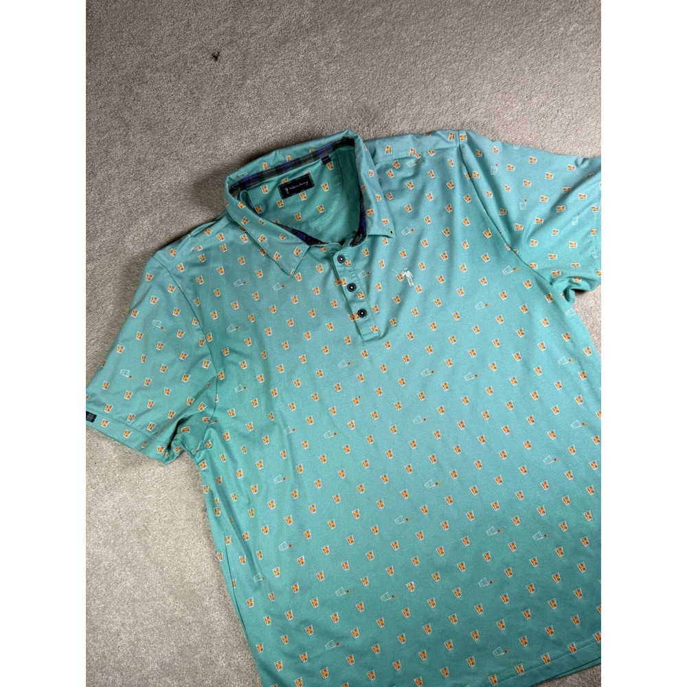 William Murray Golf Polo Shirt Mens 2XL Old Fashioned Scotch All Over Print Mint